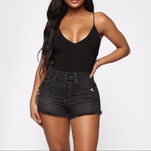 Grey Distressed Denim Shorts